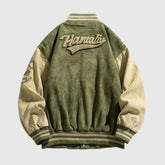 Bestickte Baseballjacke aus Wildleder im Street-Style